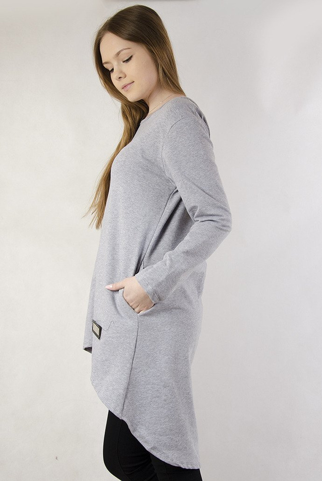 Jasno-szara asymetryczna tunika