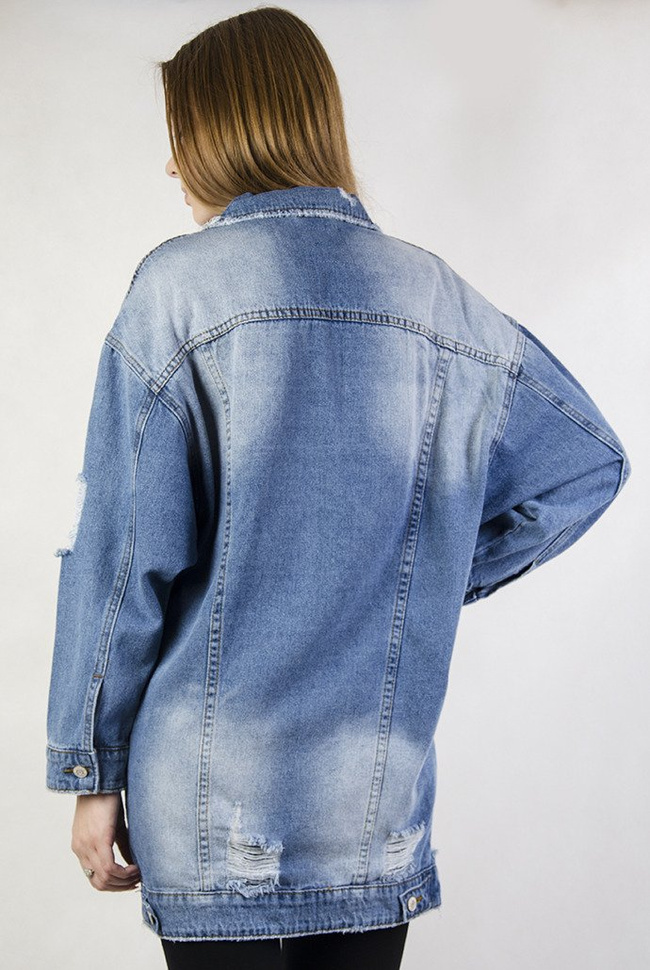 Kurtka jeansowa z przetarciami