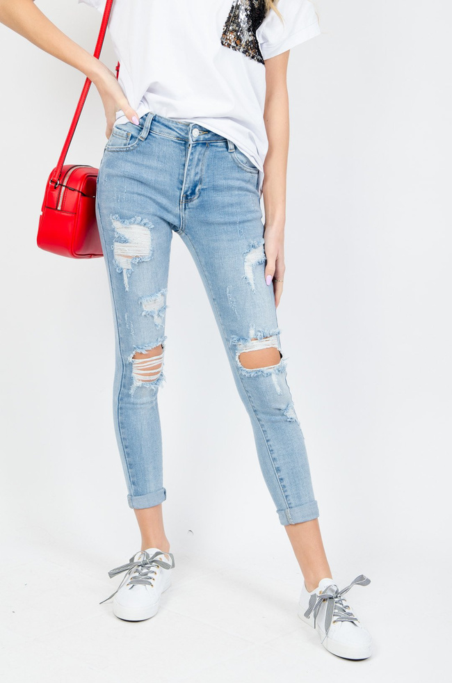 SPODNIE JEANSOWE Z DZIURAMI