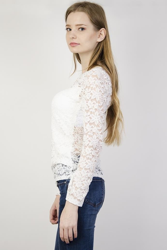 Biała koronkowa bluzka z usztywnieniem