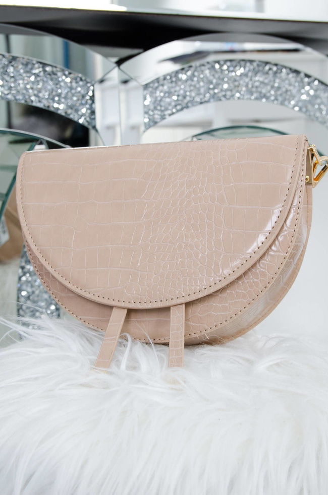 BEŻOWA TOREBKA POŁKSIĘŻYC Z WYTŁACZANYM WZOREM