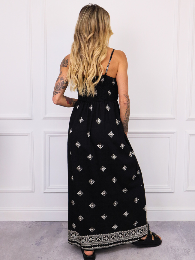 SUKIENKA MAXI WE WZORY- CZARNA