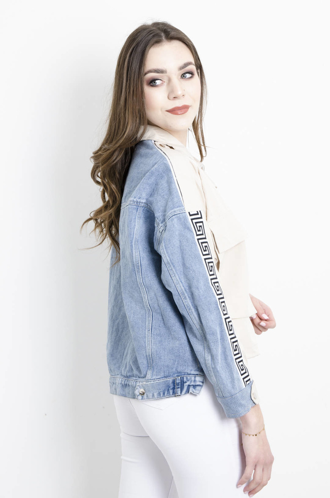 KURTKA BEŻOWA Z ŁĄCZONYCH MATERIAŁÓW