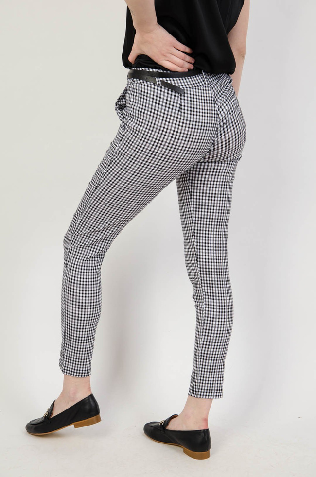 Eleganckie spodnie w pepitkę + pasek 