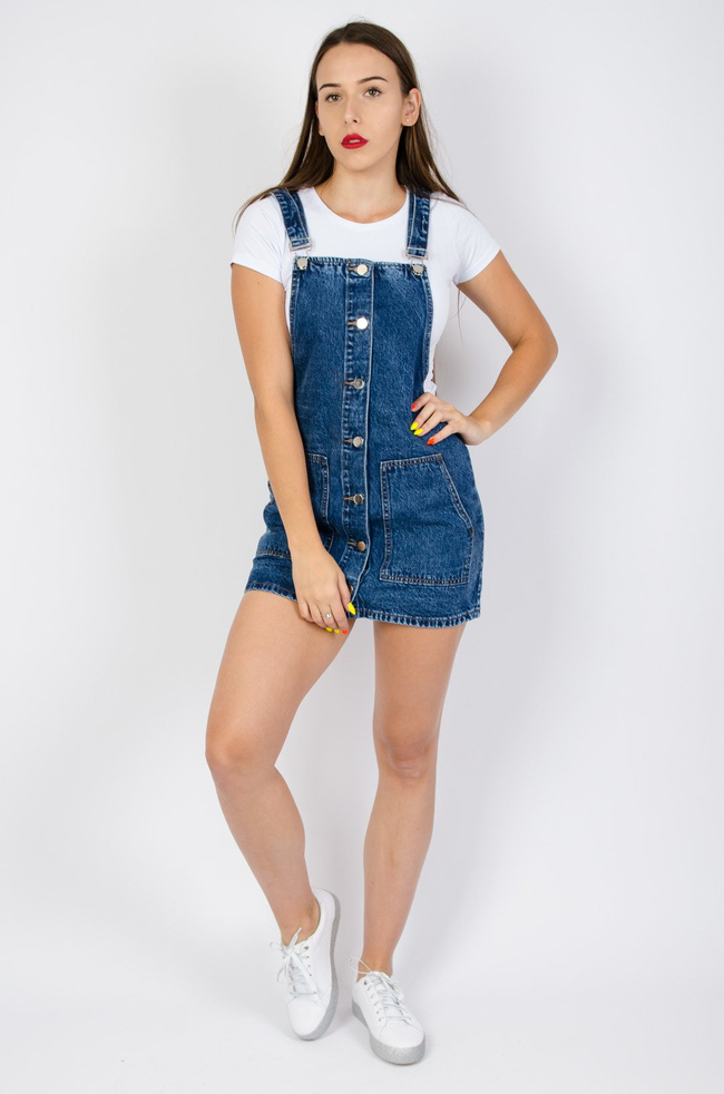 Granatowa sukienka ogrodniczka