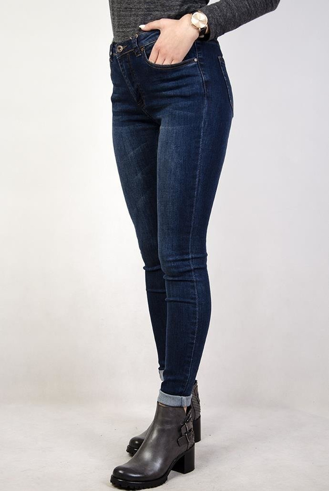 (ROZMIAR L - 4XL) Klasyczne spodnie jeansowe z podwyższonym stanem