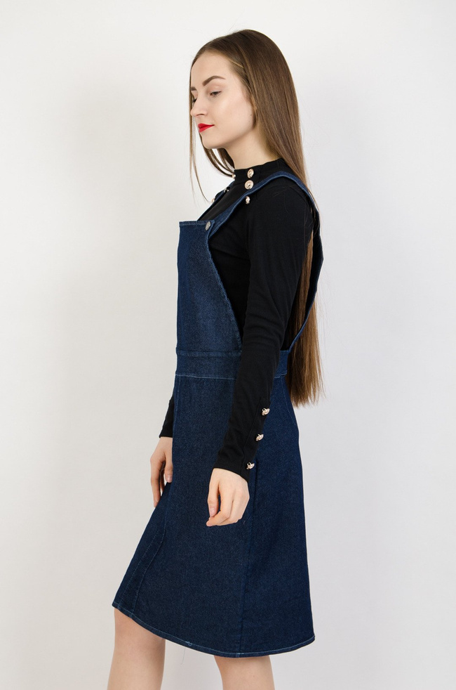 Granatowa sukienka ogrodniczka 