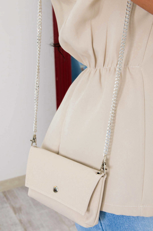 BEŻOWA ELEGANCKA KAMIZELKA Z TOREBKĄ W ZESTAWIE