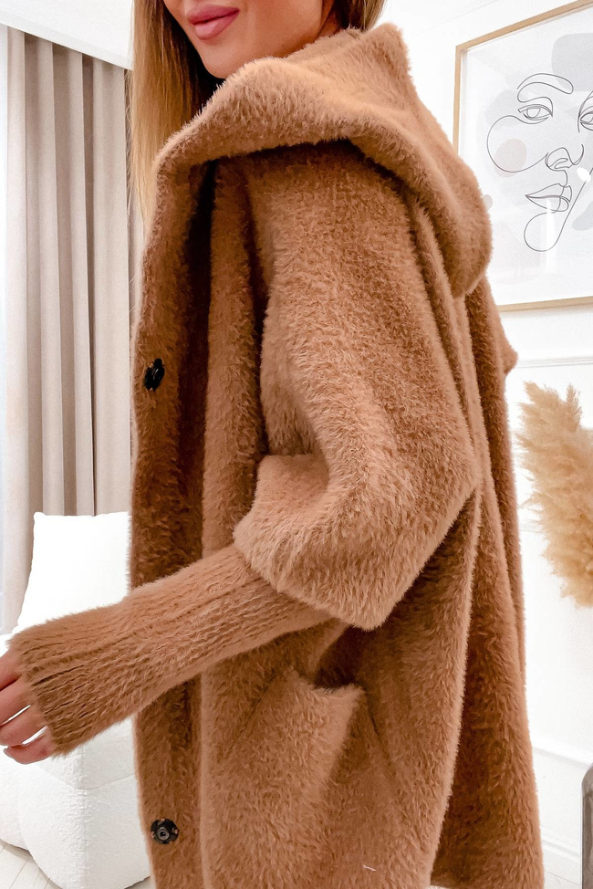 KURTKA ALPAKA Z KAPTUREM-  BRĄZ