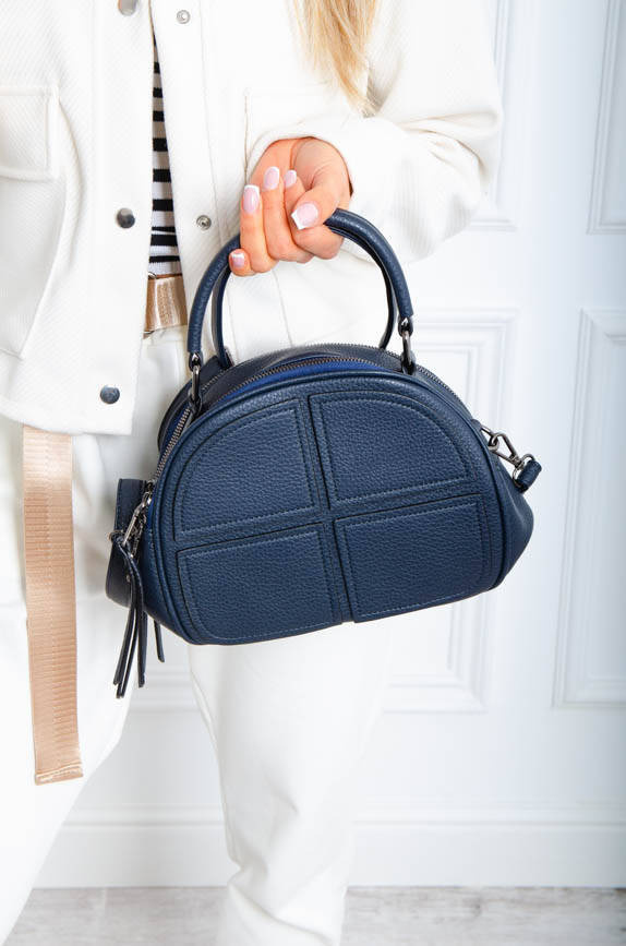 TOREBKA KUFEREK Z OZDOBNYM SZYCIEM- GRANATOWA