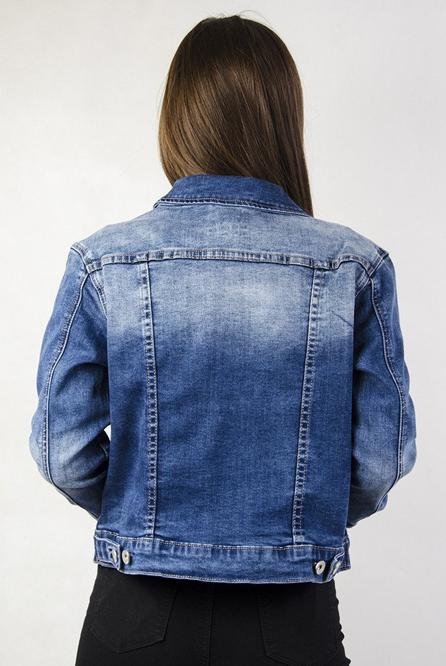 Krótka ciemna kurtka jeansowa