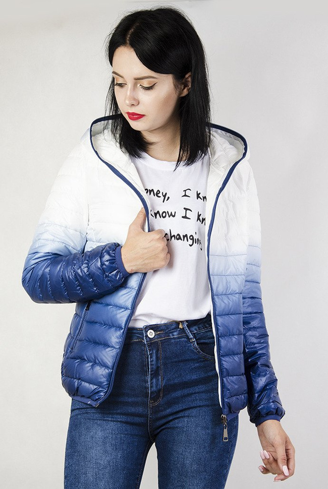 Kurtka pikowana biało-granatowa