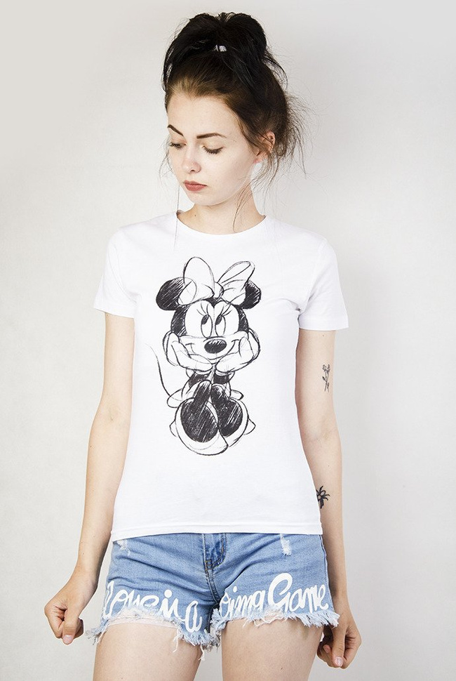 Biała bluzka ze szkicem Minnie Mouse