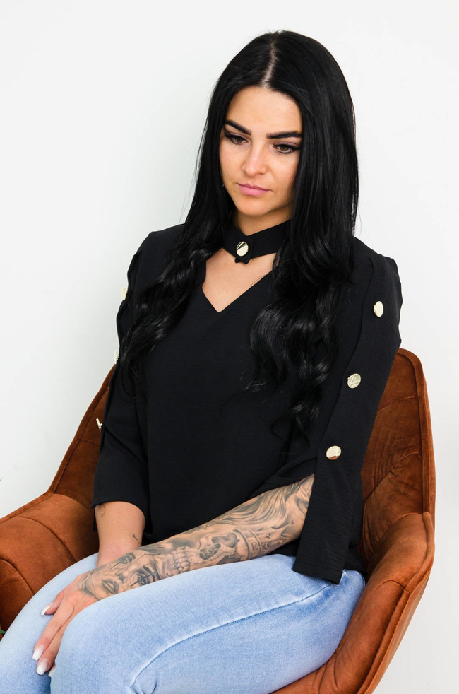 CZARNA BLUZKA Z CHOKEREM 