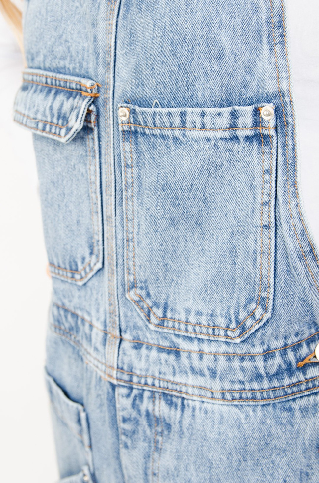 JEANSOWE OGRODNICZKI Z KIESZENIAMI