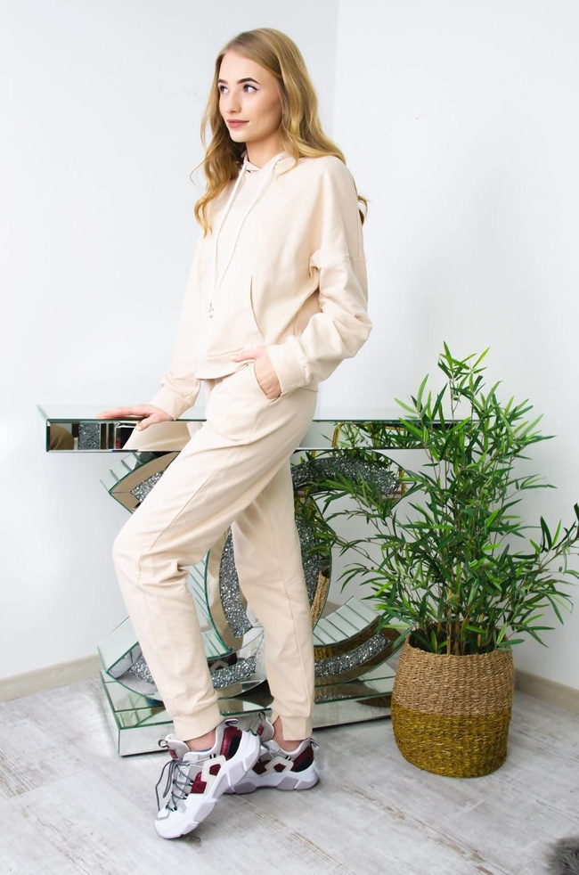 BEŻOWY BAWEŁNIANY KOMPLET DRESOWY J'ADORE