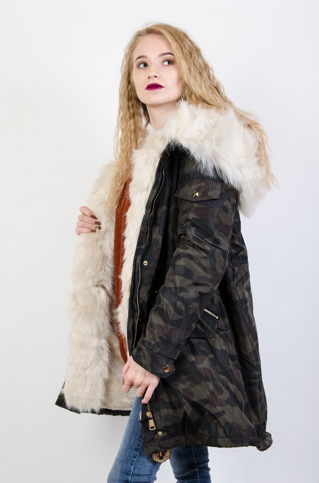 Kurtka moro ocieplana z futerkiem