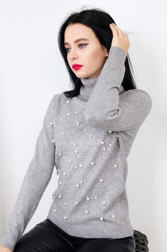 SZARY GOLF Z PEREŁKAMI