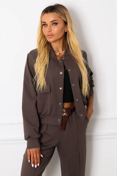 BLUZA BOMBERKA ZAPINANA NA ZATRZASKI- SZARA