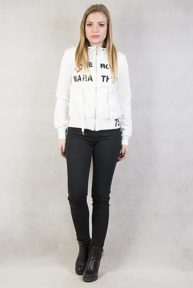 Biała bluza z napisem "Lone rock Marathon"