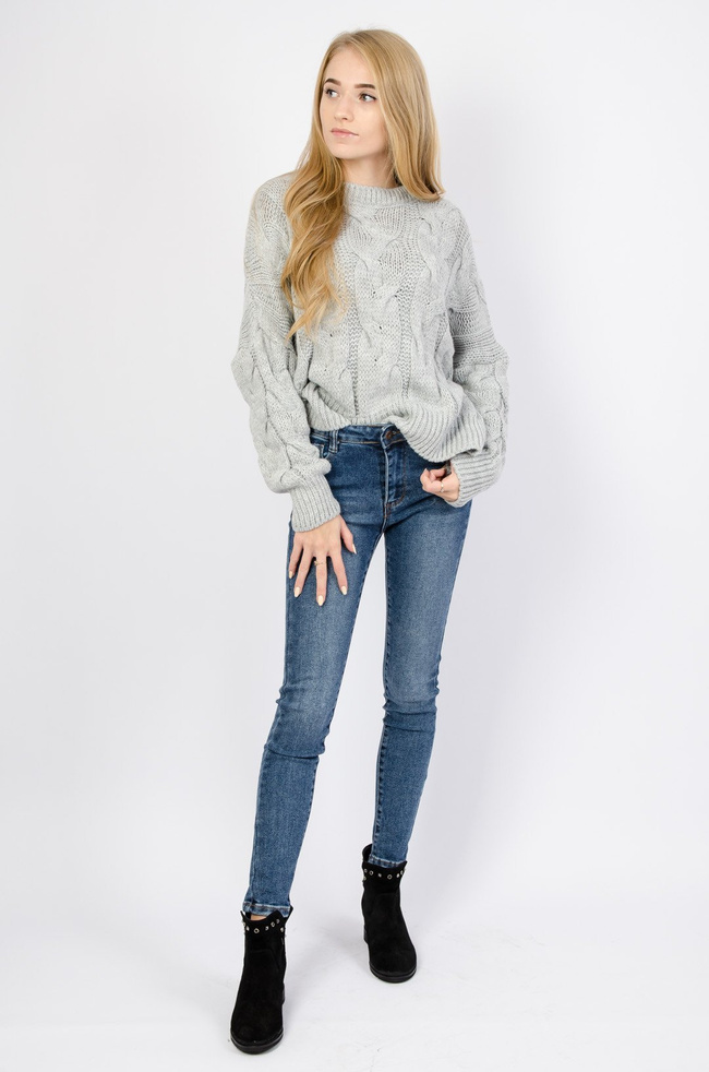 SZARY SWETER W WARKOCZ