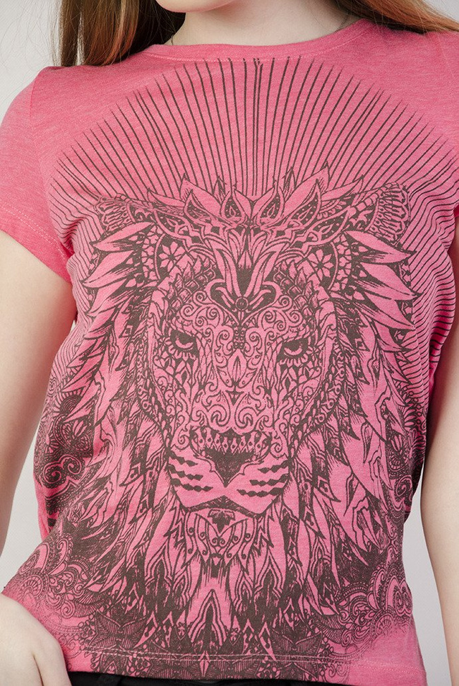 Bluzka z lwem wiązana z tyłu różowa