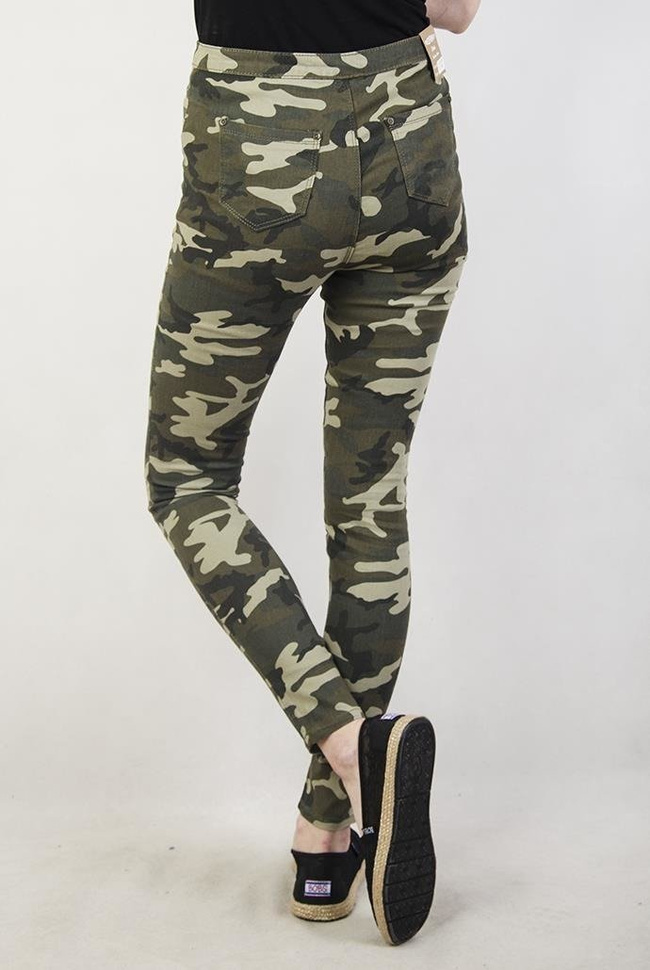 Spodnie moro z wysokim stanem