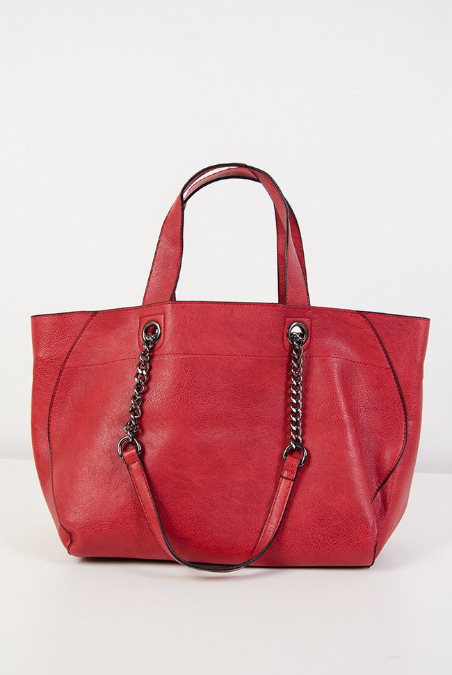 Czerwona torebka typu shopper 2w1