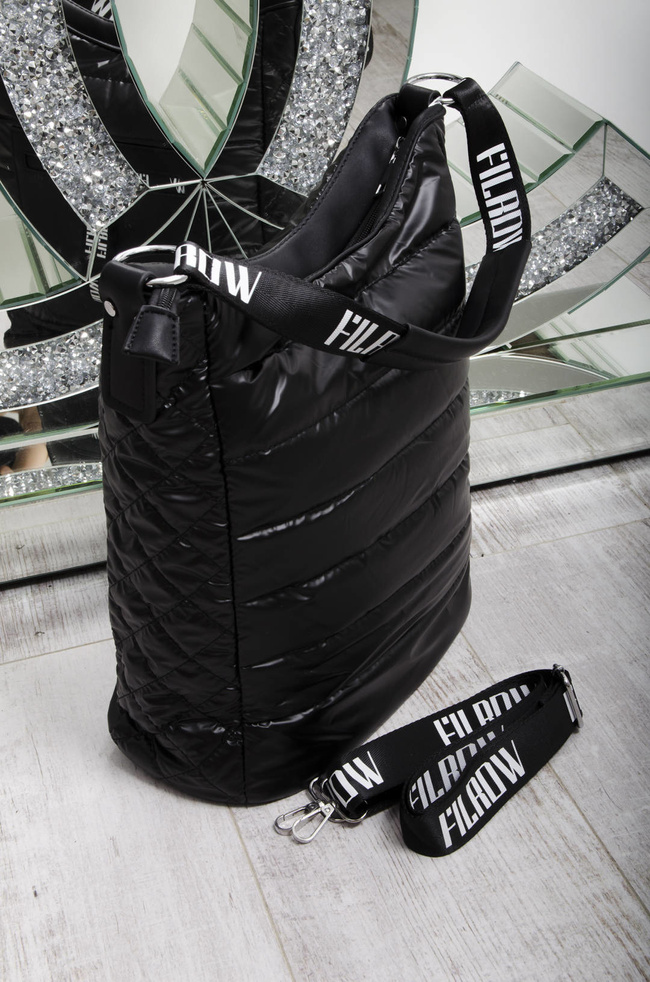 TORBA MATERIAŁOWA PIKOWANA CZARNA- SHOPPER