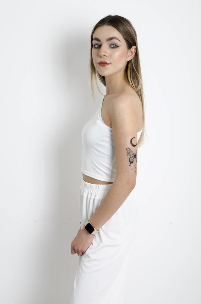 KOMPLET SPODNIE+ TOP - BIAŁY