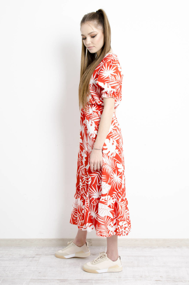 SUKIENKA MAXI W KWIATY - POMARAŃCZOWA