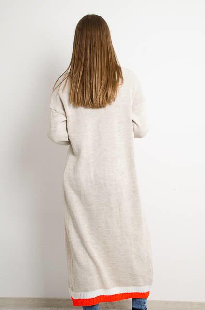 BEŻOWY DŁUGI KARDIGAN SWETER