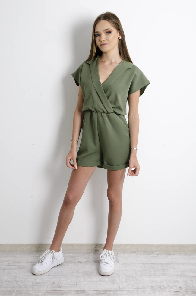 KOMBINEZON ELEGANCKI Z KOŁNIERZEM ZIELONY