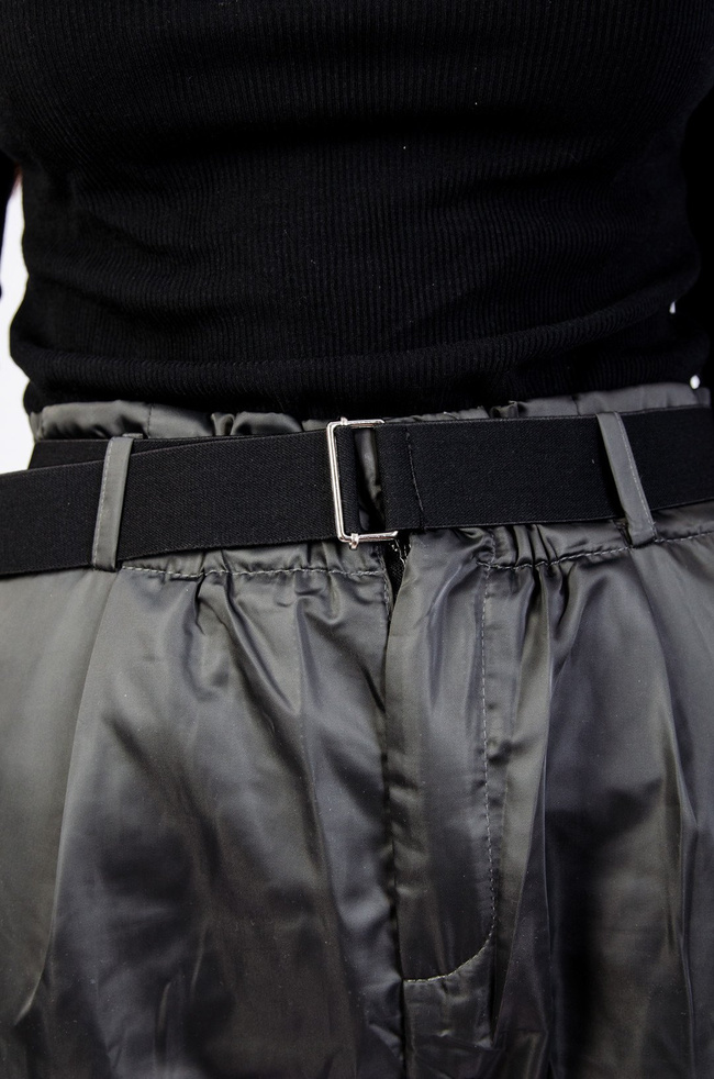 SATYNOWE SPODNIE BOJÓWKI W KOLORZE GRAFITOWYM  + PASEK