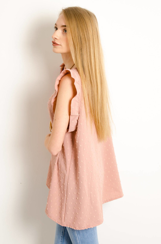 RÓŻOWA BLUZKA Z PLUMETI - WISIOREK W ZESTAWIE