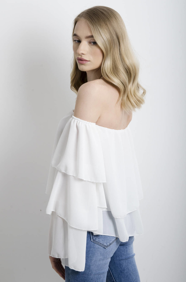 BLUZKA HISZPANKA NA DŁUGI RĘKAW - BIAŁA