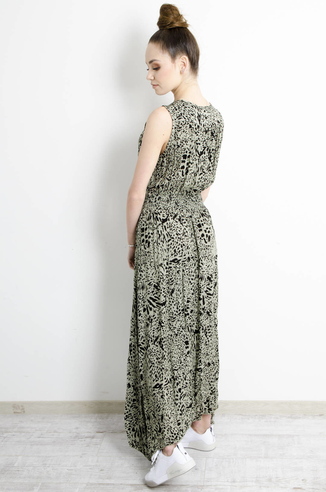 SUKIENKA WZORZYSTA Z NIERÓWNYM DOŁEM- ZIELONA