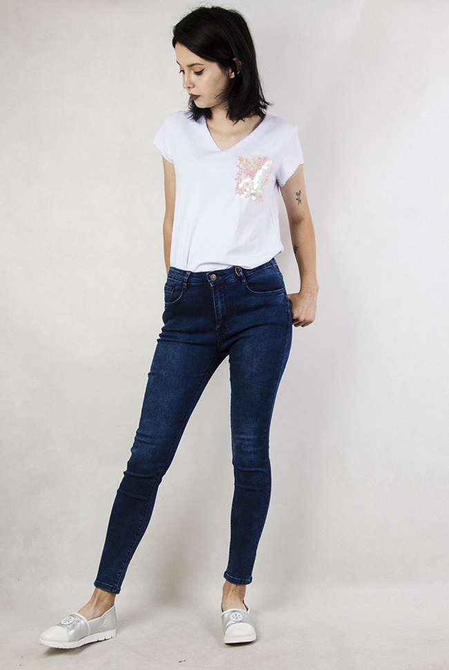 (Rozmiary L-XXXXL) Ciemne spodnie jeansowe