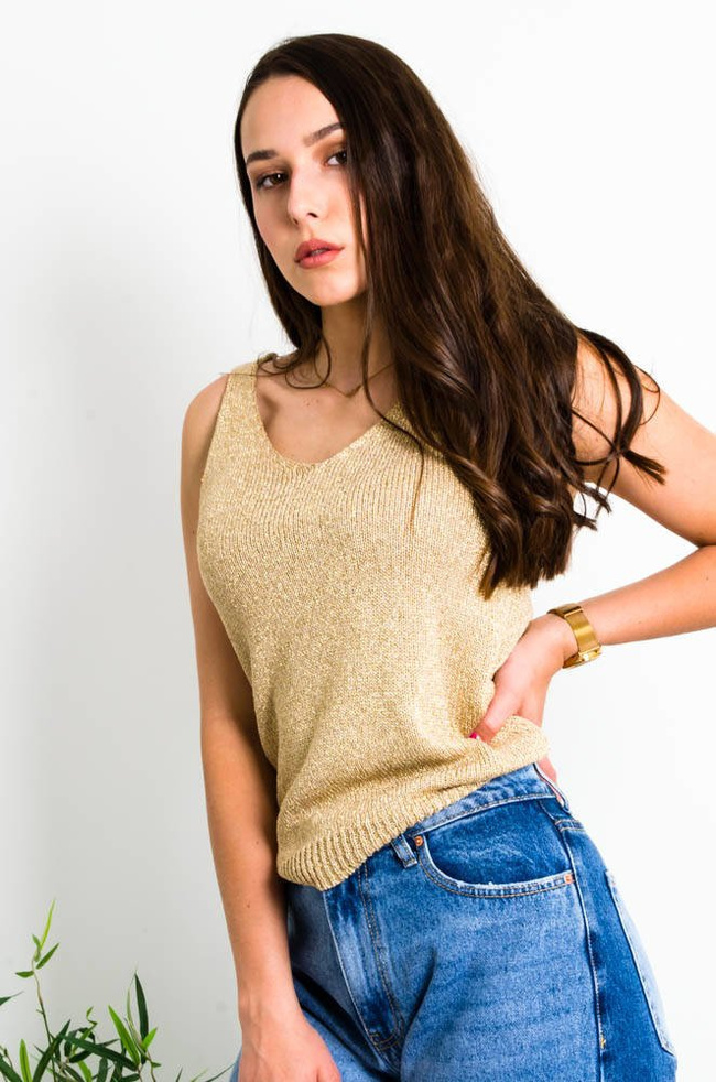 TOP NA RAMIĄCZKACH PRZESZYWANY ZŁOTĄ NITKĄ