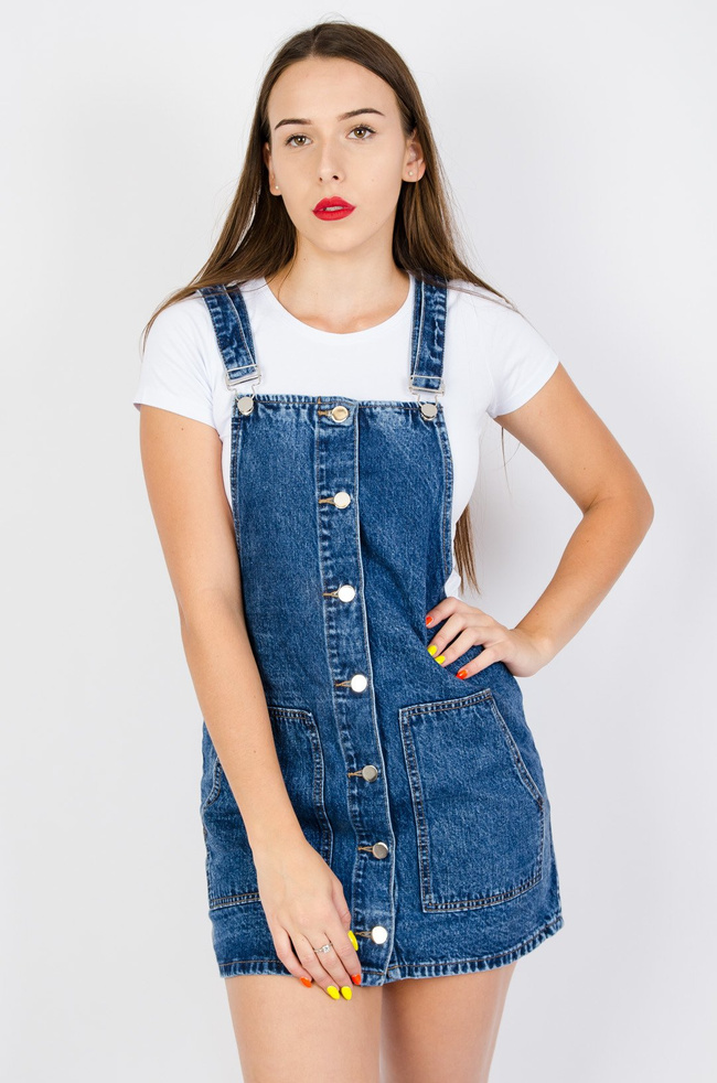 Granatowa sukienka ogrodniczka