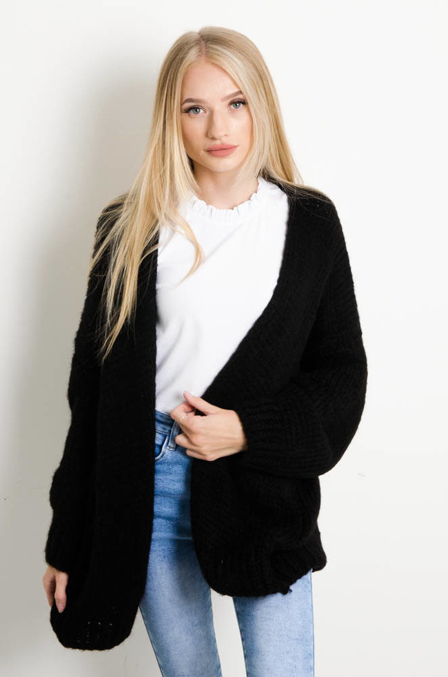 CZARNA NARZUTKA- SWETER OVERSIZE