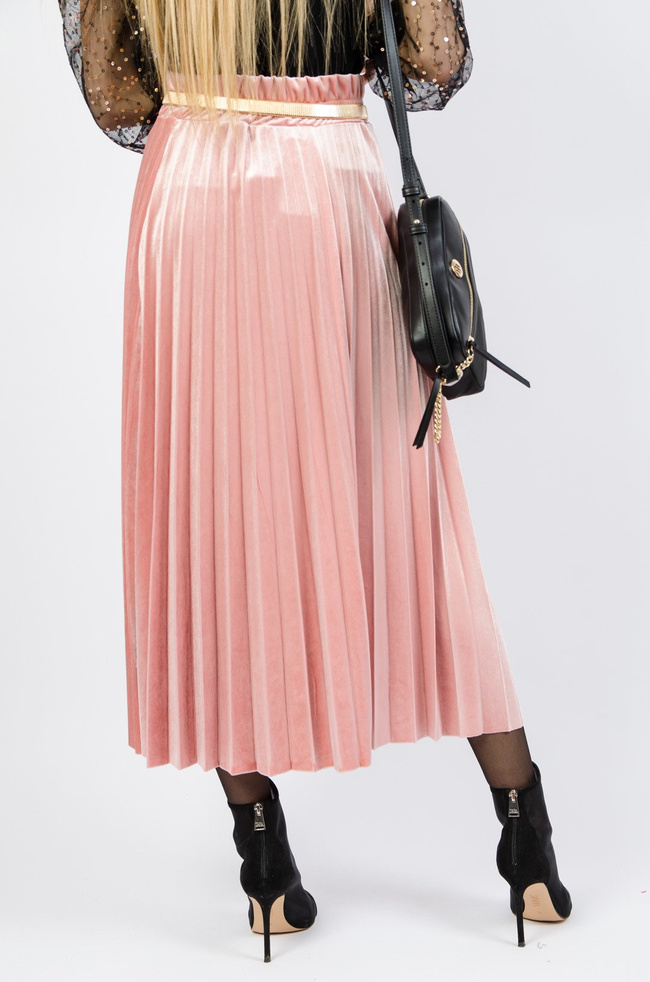 JASNO-RÓŻOWA WELUROWA SPÓDNICA