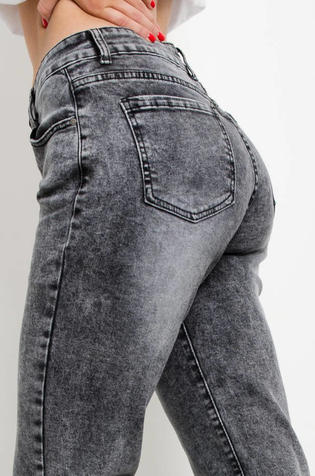 SZARE JEANSY MOM FIT Z WYSOKIM STANEM
