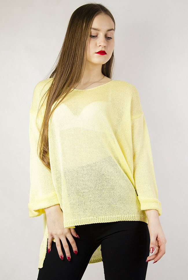 Żółty sweter z dekoltem w serek