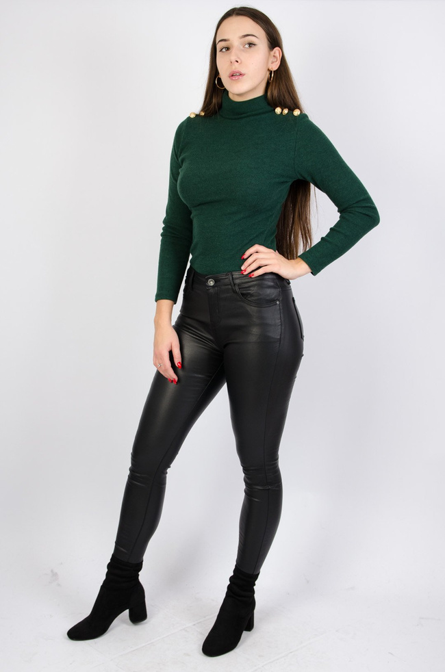 OCIEPLANE WOSKOWANE SPODNIE Z WYSOKIM STANEM