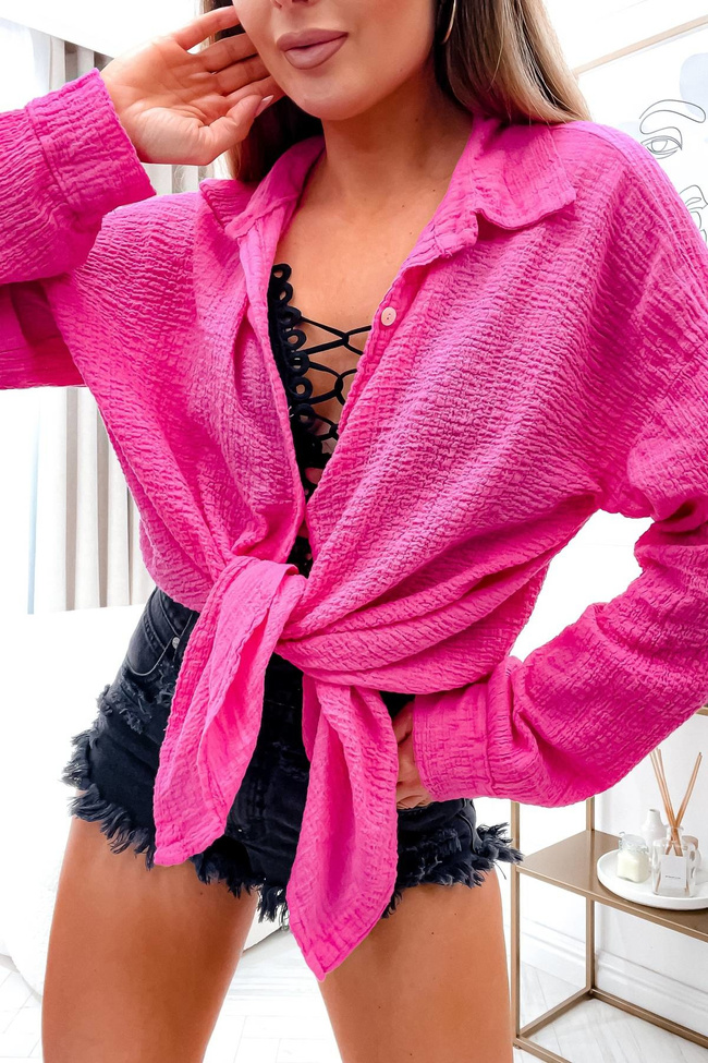 KOSZULA MUŚLINOWA W KOLORZE FUKSJI