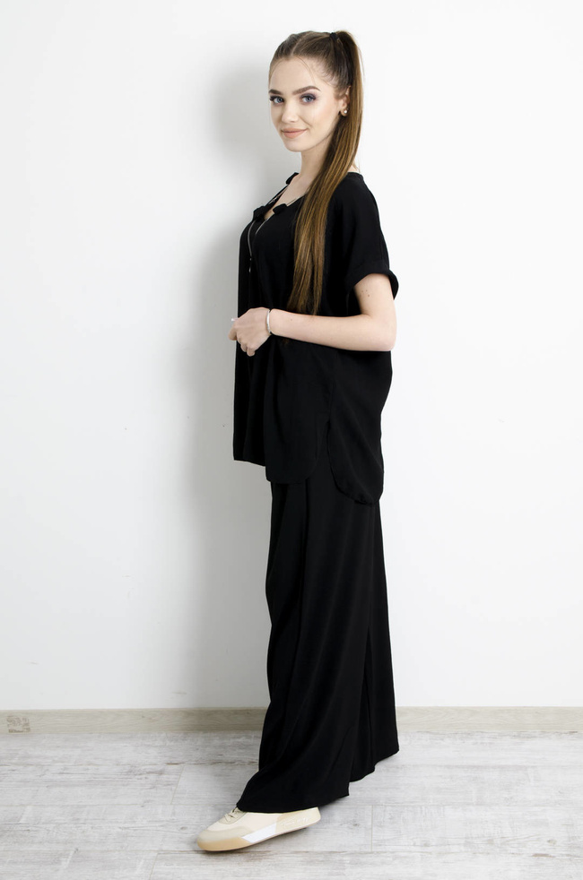 KOMPLET CZARNY Z OZDOBNYM WISIORKIEM