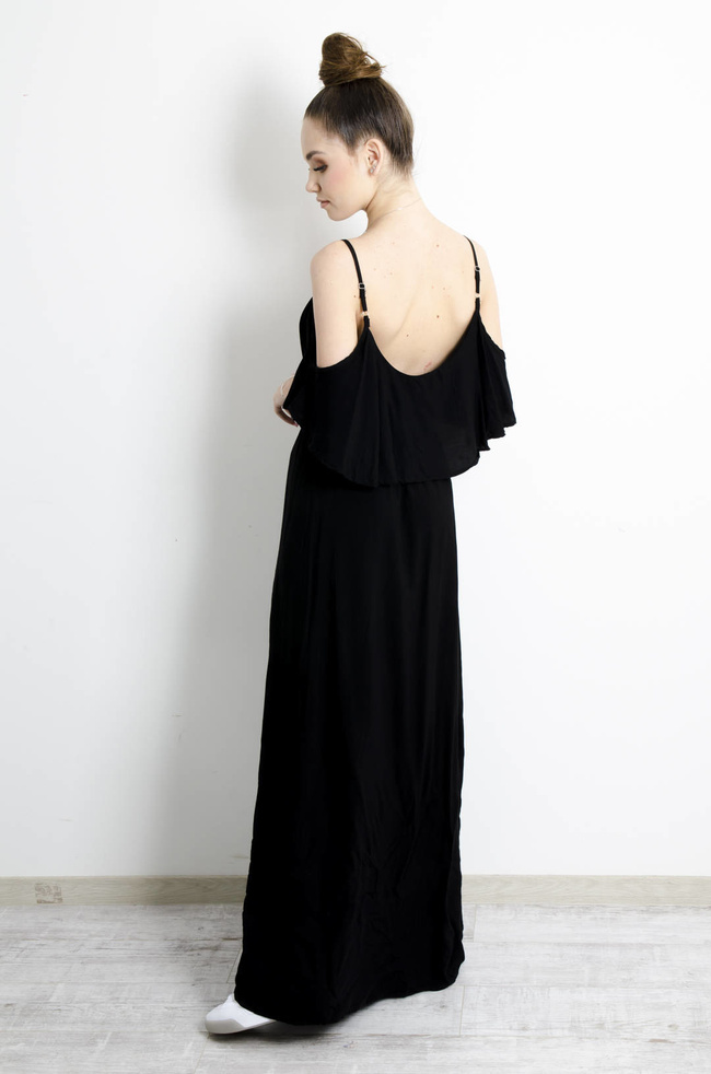 SUKIENKA HISZPANKA MAXI NA RAMIĄCZKA- CZARNA