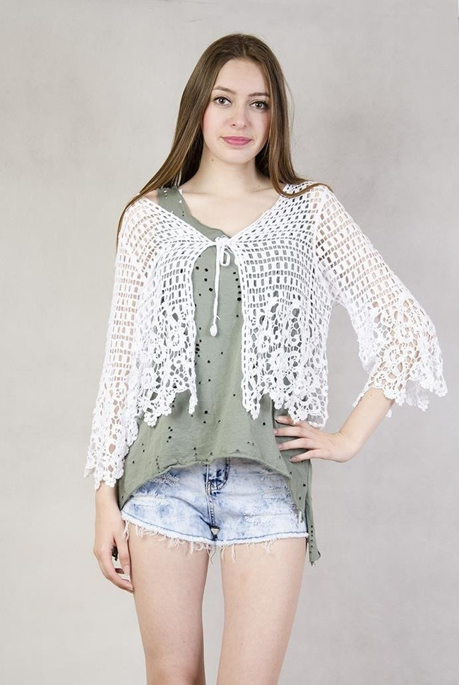 Bolerko ażurowe wiązane na sznureczek