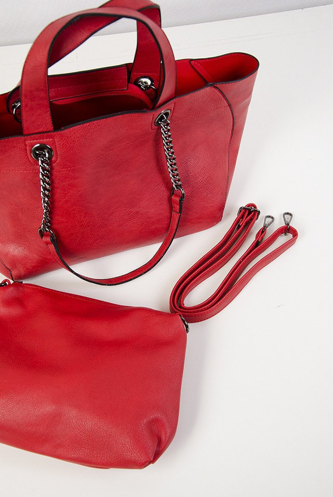 Czerwona torebka typu shopper 2w1